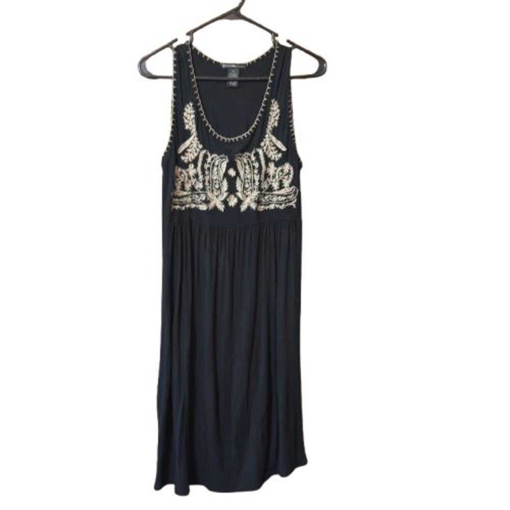 DESIGN History Womens Size M Sleeveless Black Dress Embroidered Accents